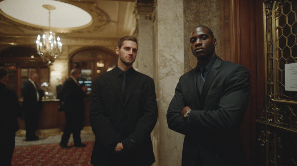 Mayer Security Services Executive Protection Bodyguards in a Hotel in Houston.